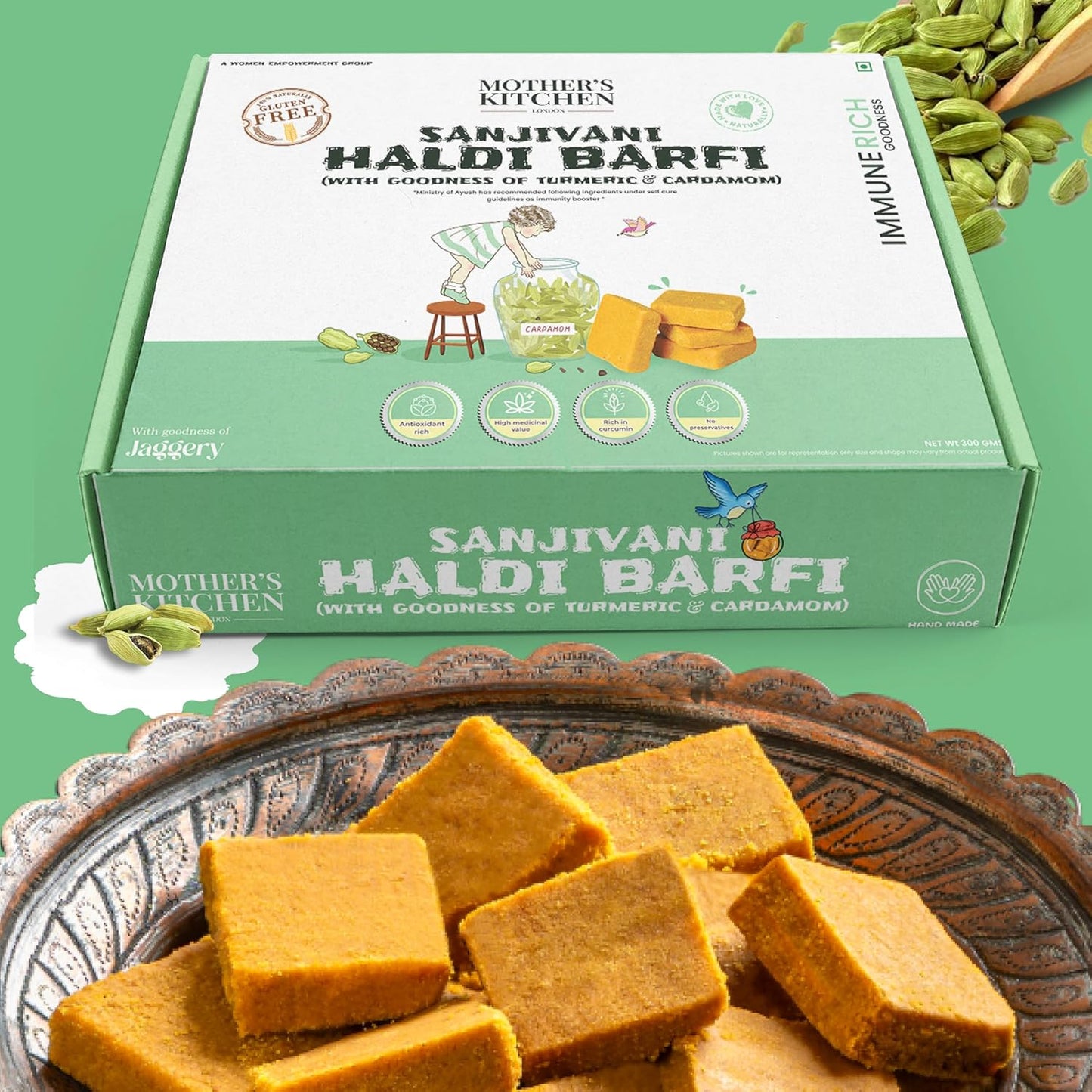 Sanjivani Cardamom Haldi Barfi (Pack Of 2)